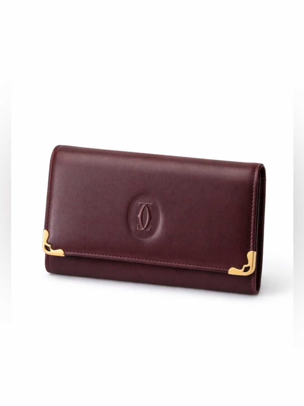 CARTIER MUST DE CARTIER BORDEAUX LEATHER BIFOLD WALLET FRANCE GOLD HARDWARE - Picture 3 of 9